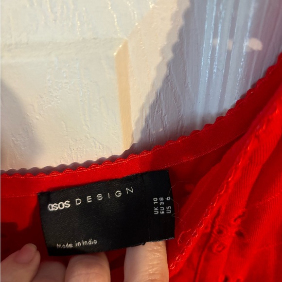ASOS DESIGN Eyelet Corset Mini Dress - Red - Size 6 BNWT - Picture 5 of 5